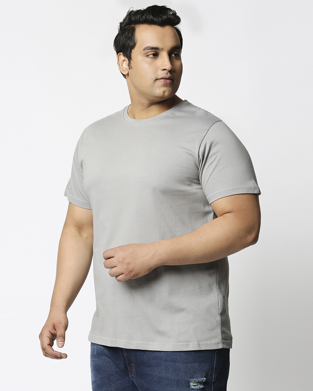 Shop Men's Meteor Grey Plus Size T-shirt-Back