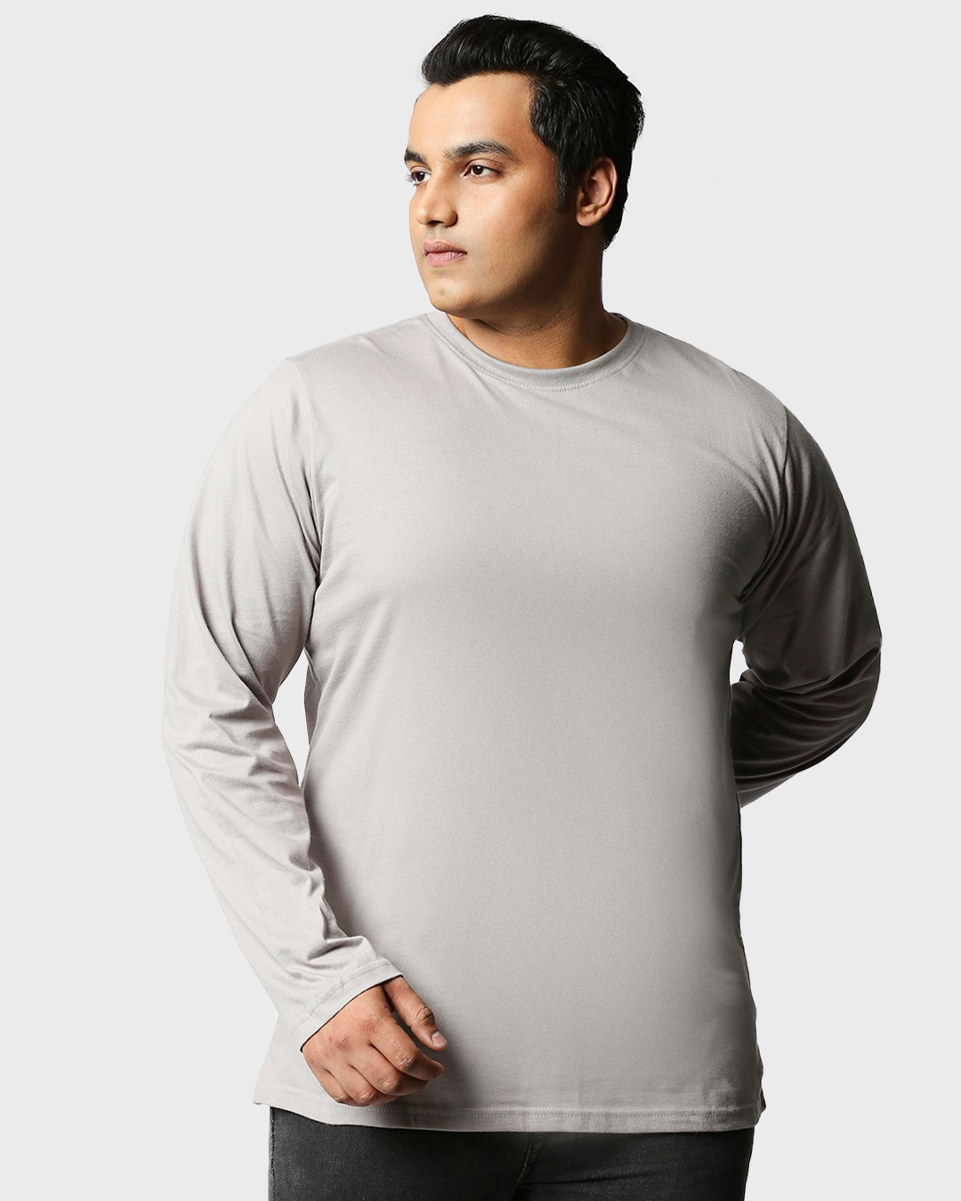 Shop Meteor Grey Plus Size Full Sleeve T-Shirt-Back