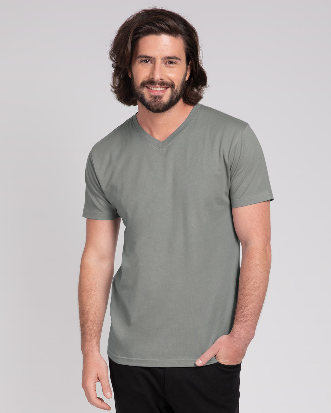 Buy Meteor Grey V-Neck T-Shirt Online at Bewakoof