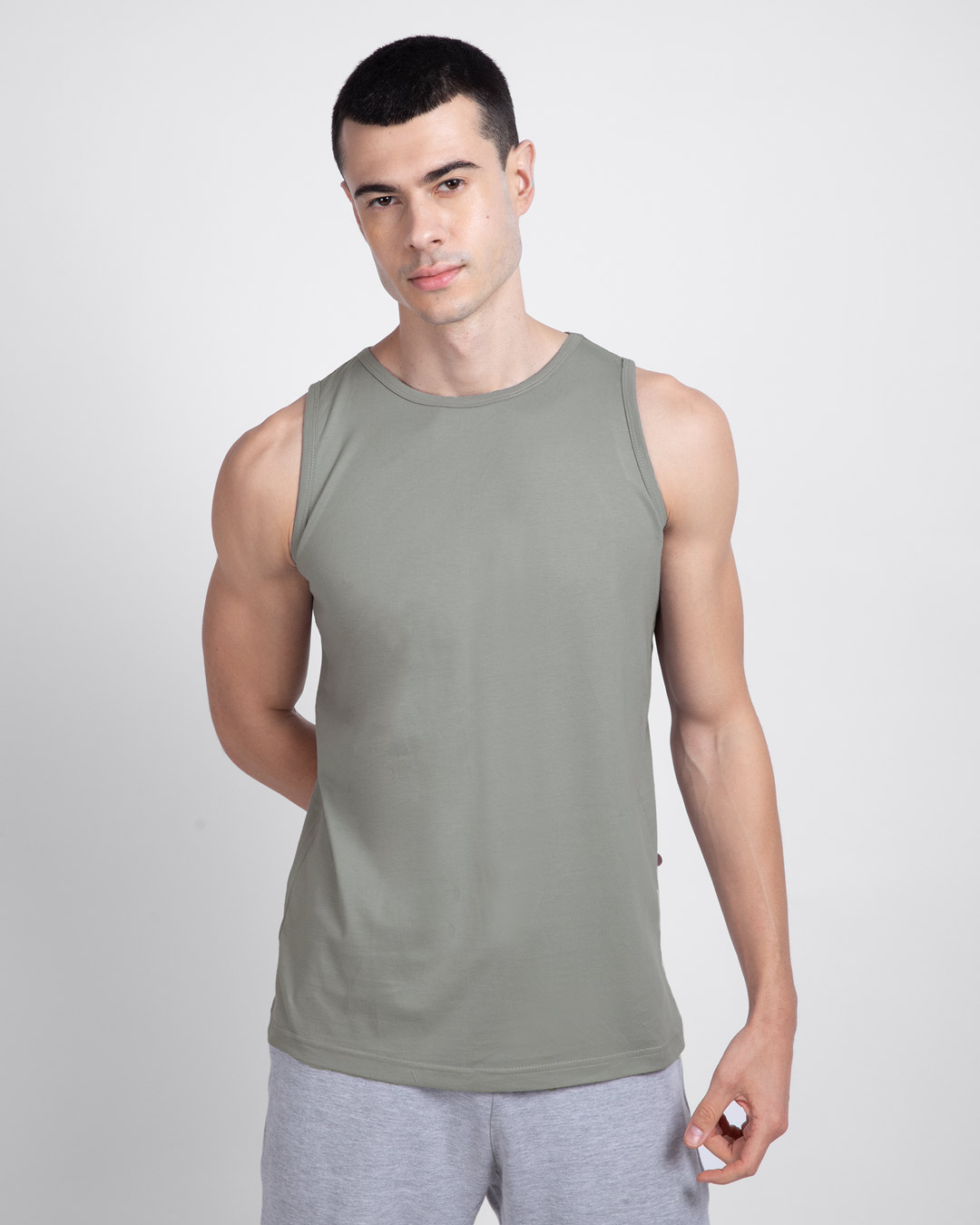 

Meteor Grey Vest Men' Plain Round Neck Vest Bewakoof.com