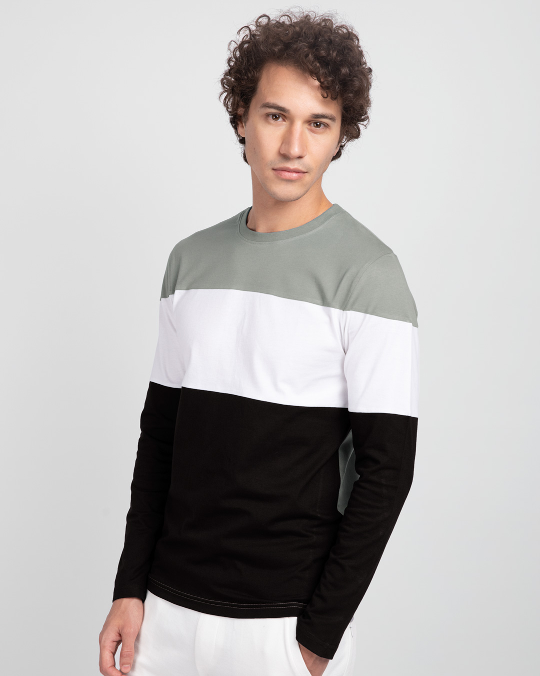 Shop Meteor Grey White & Black 90's Vibe Panel T-Shirt-Back