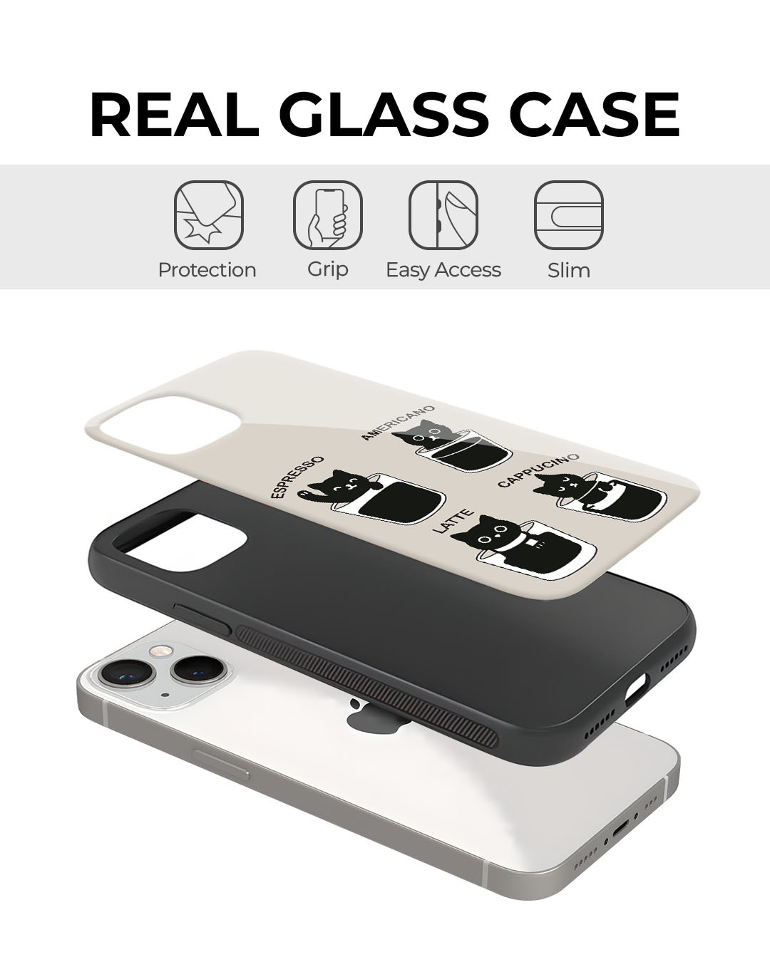 Shop Mews & Brews Premium Glass Cover for Apple iPhone 13-Back