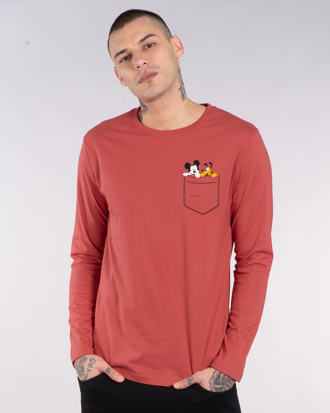 Shop Mickey And Pluto Full Sleeve T-Shirt (DL)-Back
