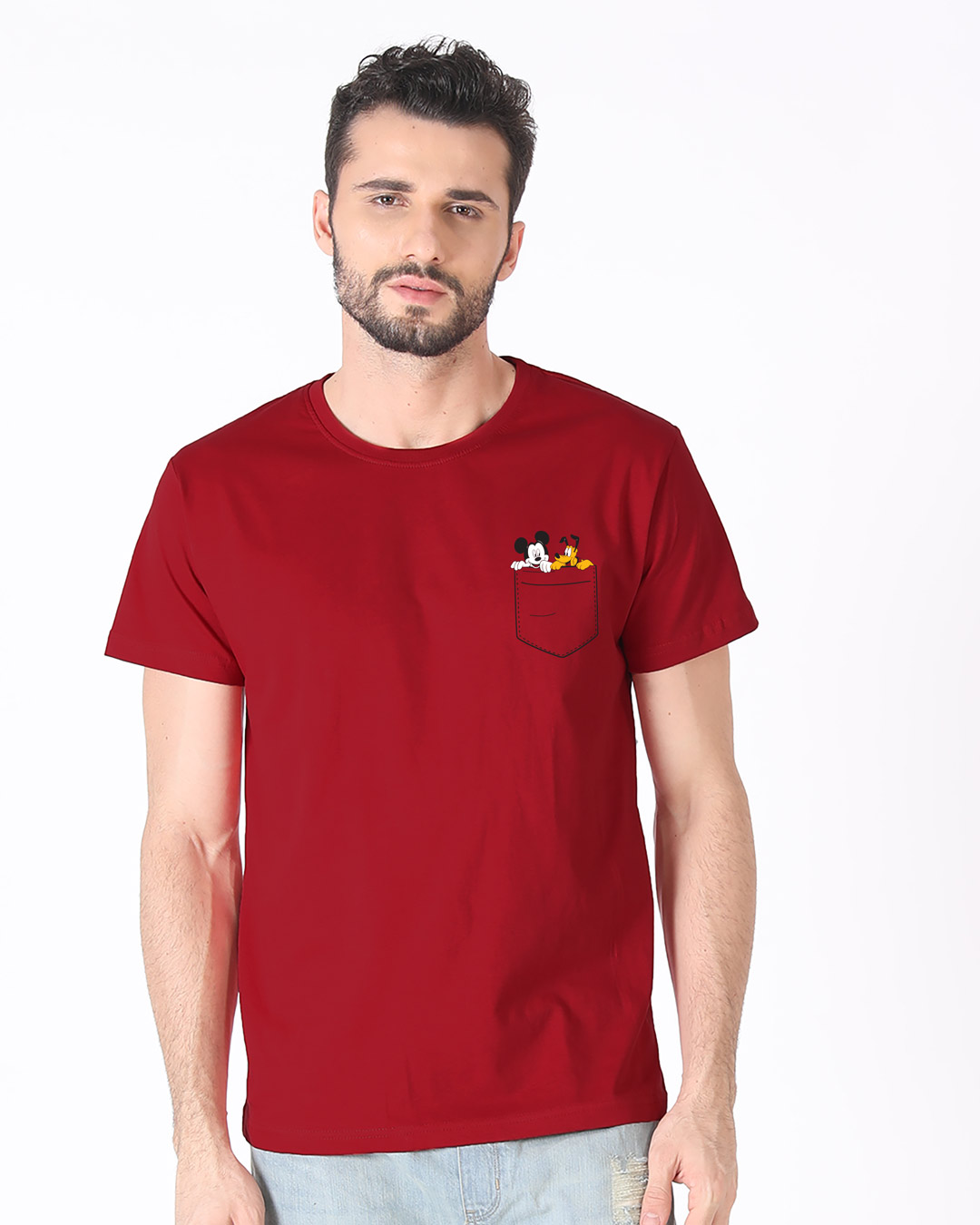 Shop Mickey And Pluto Half Sleeve T-Shirt (DL)-Back