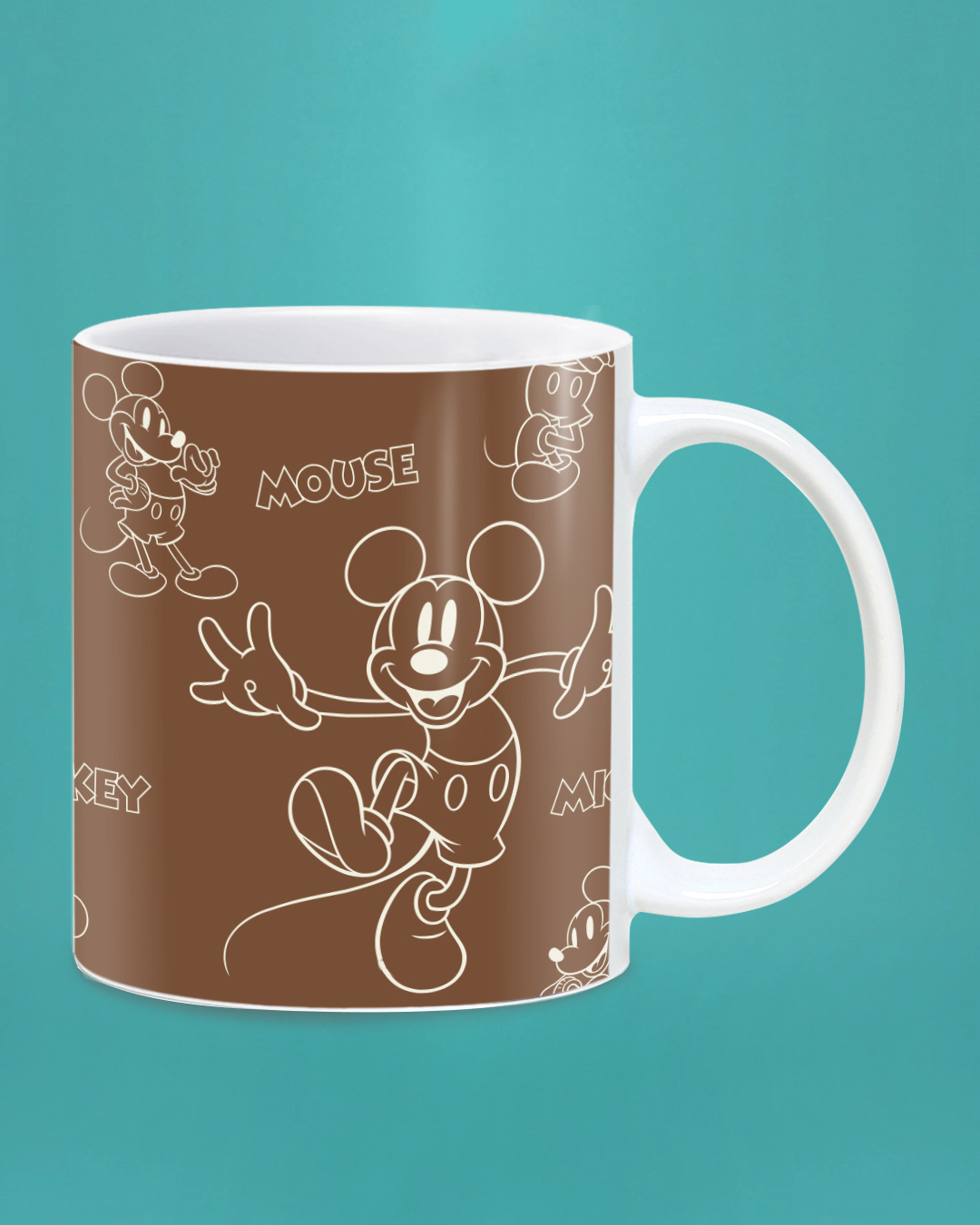 Shop Mickey AOP  Ceramic Mug,  (320ml, Brown, Single Piece)-Front