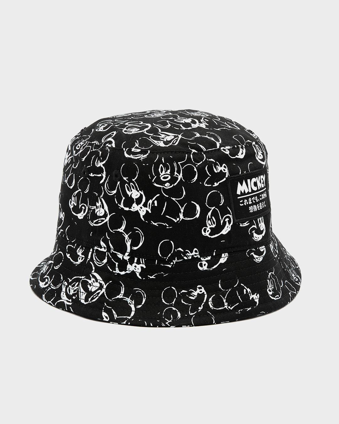 Shop Unisex Black Mickey Doodle Printed Bucket Hat-Back