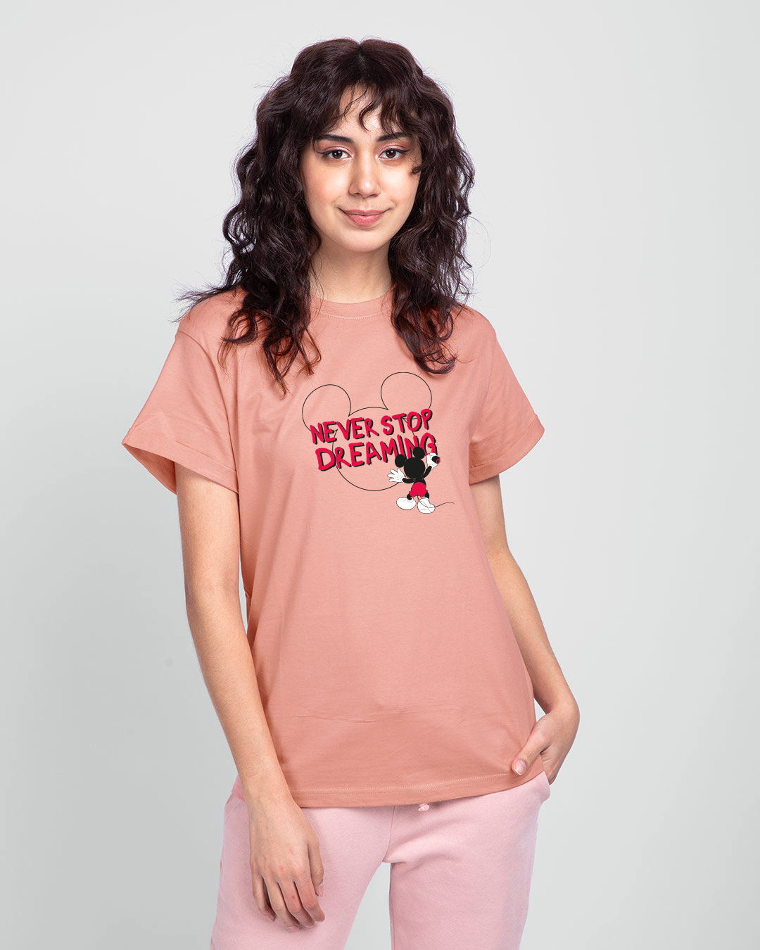 Shop Mickey Dreaming Boyfriend T-Shirt (DL)-Back