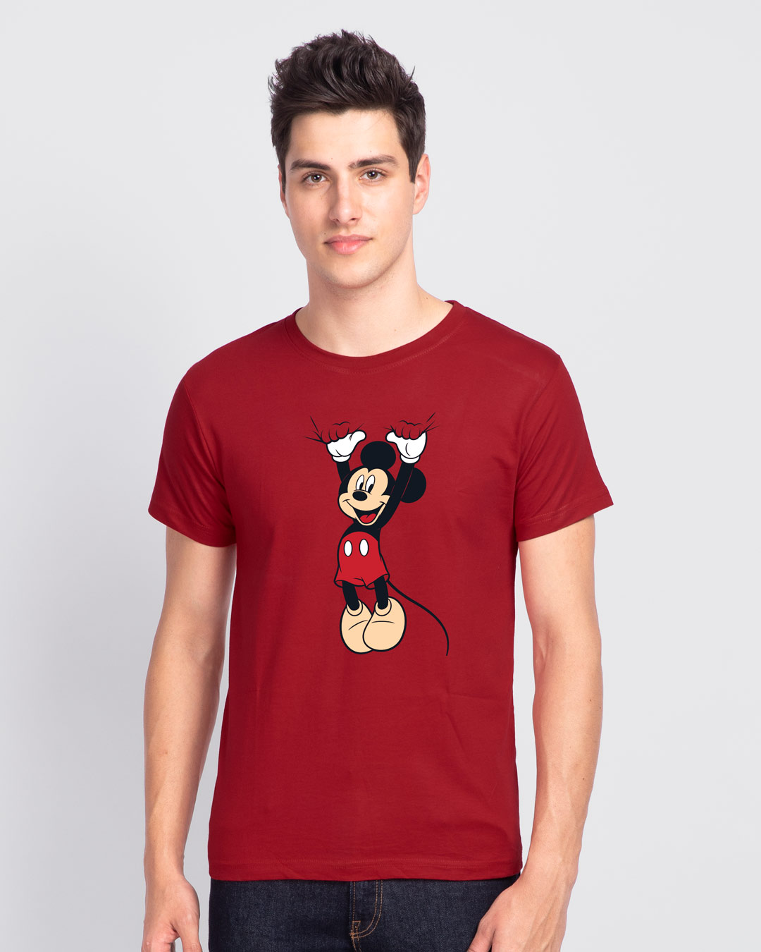 Shop Mickey Hanging Half Sleeve T-Shirt (DL) Bold Red-Back