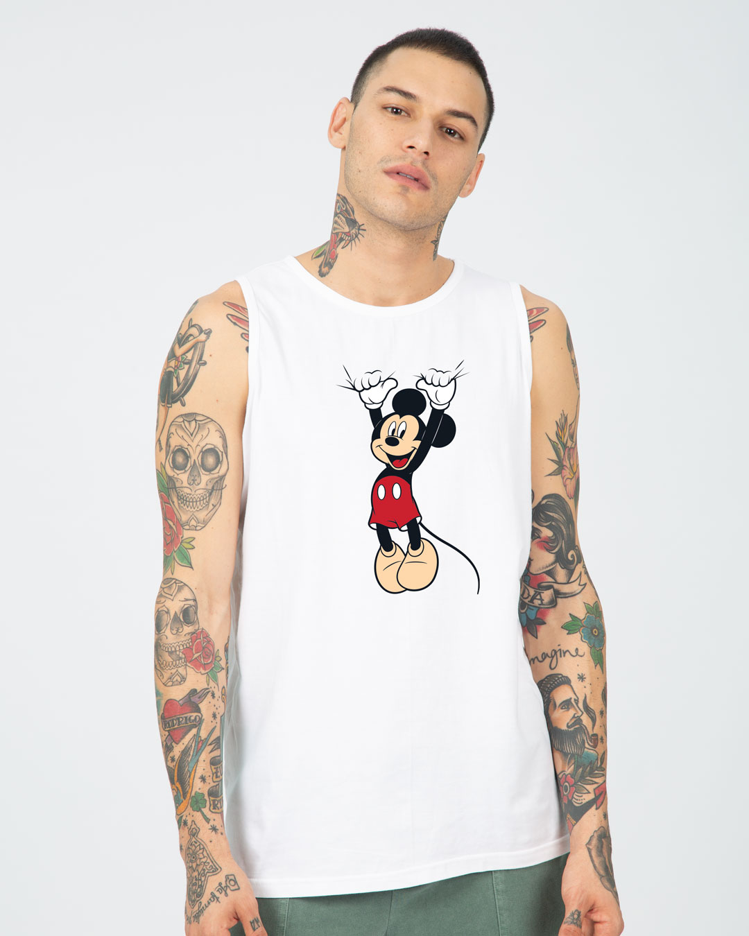 Shop Mickey Hanging Round Neck Vest (DL) White-Back