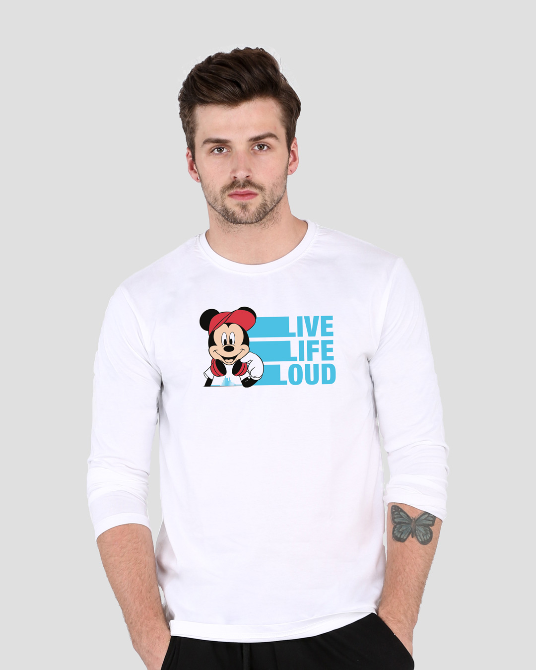 

Mickey Loud Full Sleeve T-Shirt (DL) Men' Printed Full Sleeve T-Shirt Bewakoof.com, White