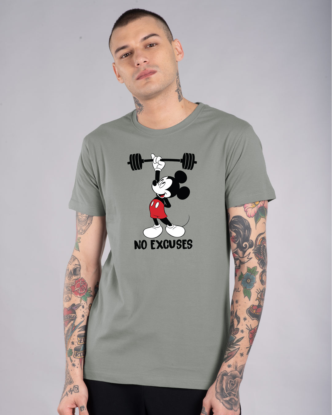 Shop Mickey No Excuses Half Sleeve T-Shirt (DL)-Back
