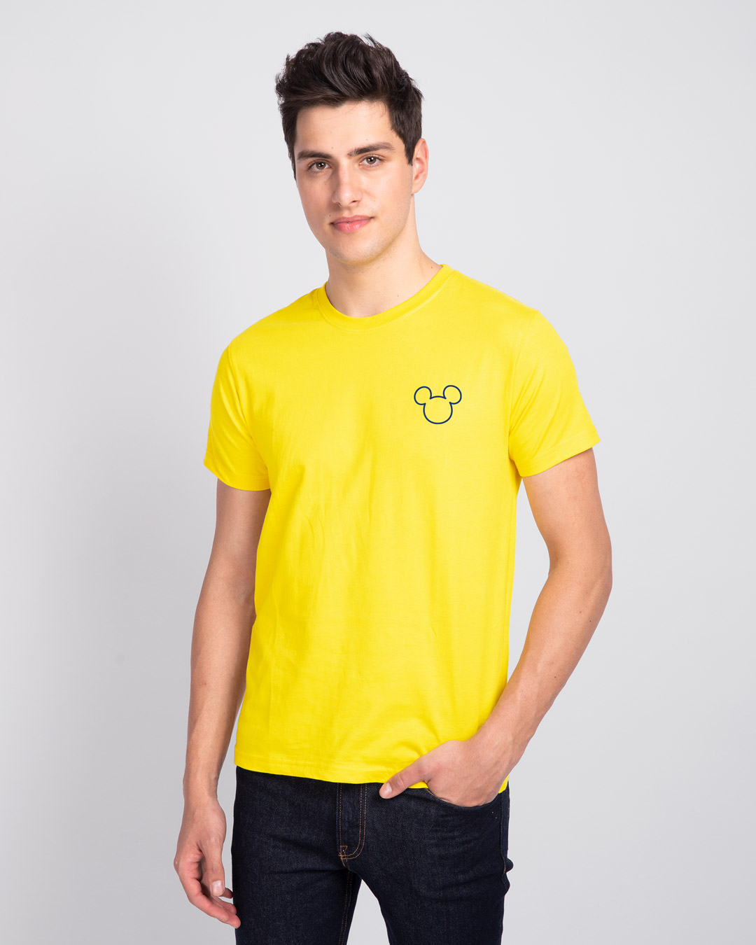 Shop Mickey Pizza Half Sleeve T-Shirt (DL) Pineapple Yellow-Back