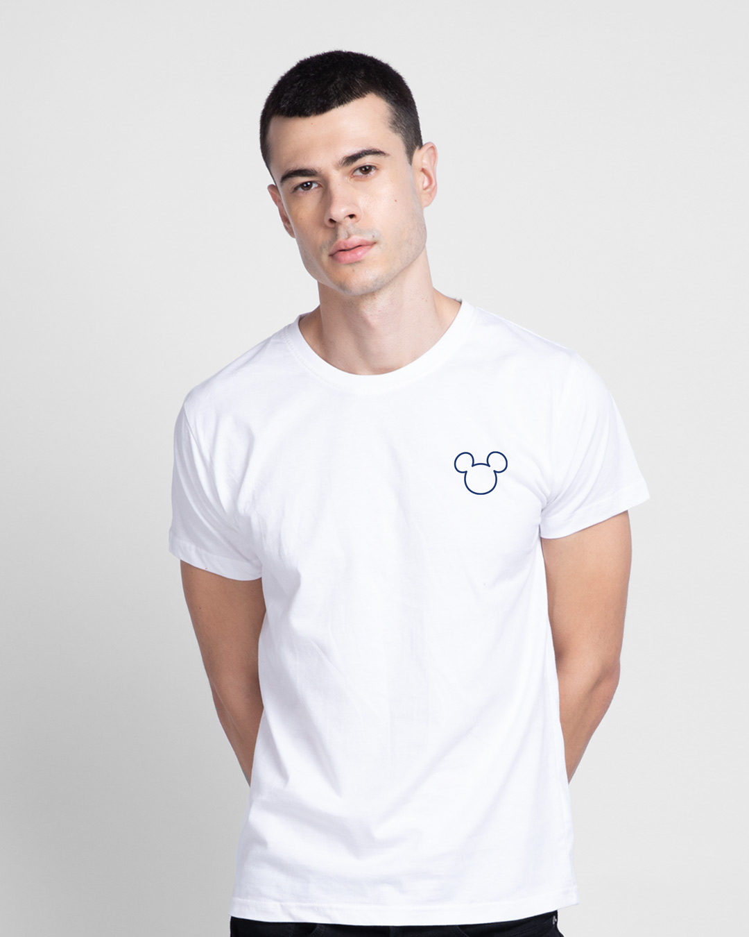 Shop Mickey Pizza Half Sleeve T-Shirt (DL) White-Back
