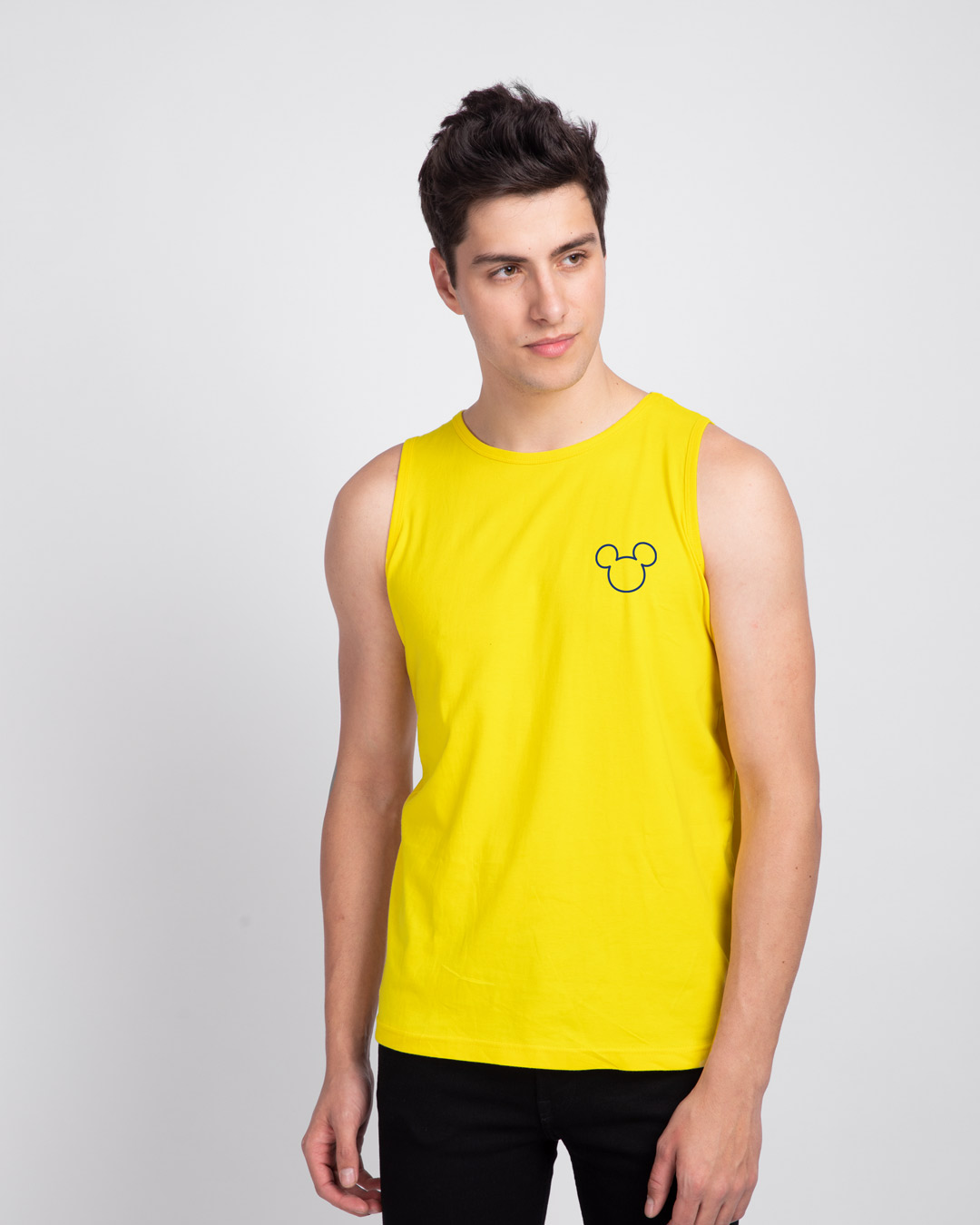 Shop Mickey Pizza Round Neck Vest (DL) Pineapple Yellow-Back