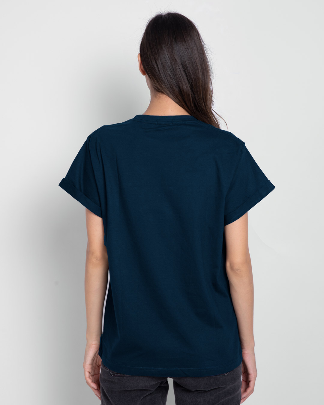 Shop Mickey Pop Block Boyfriend T-Shirt (DL) Navy Blue-Back