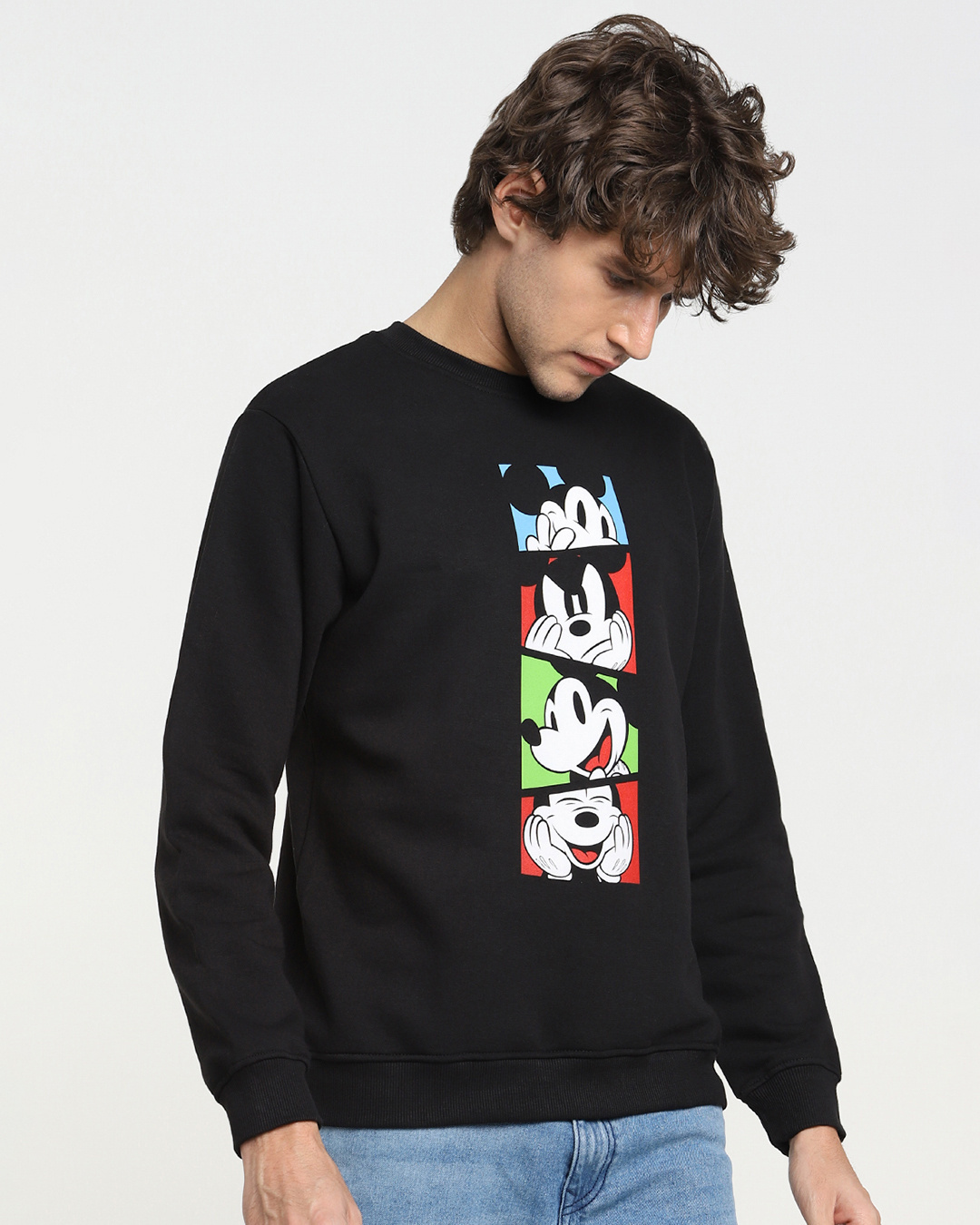 Shop Mickey Pop Block Fleece Sweatshirt (DL) Black-Back