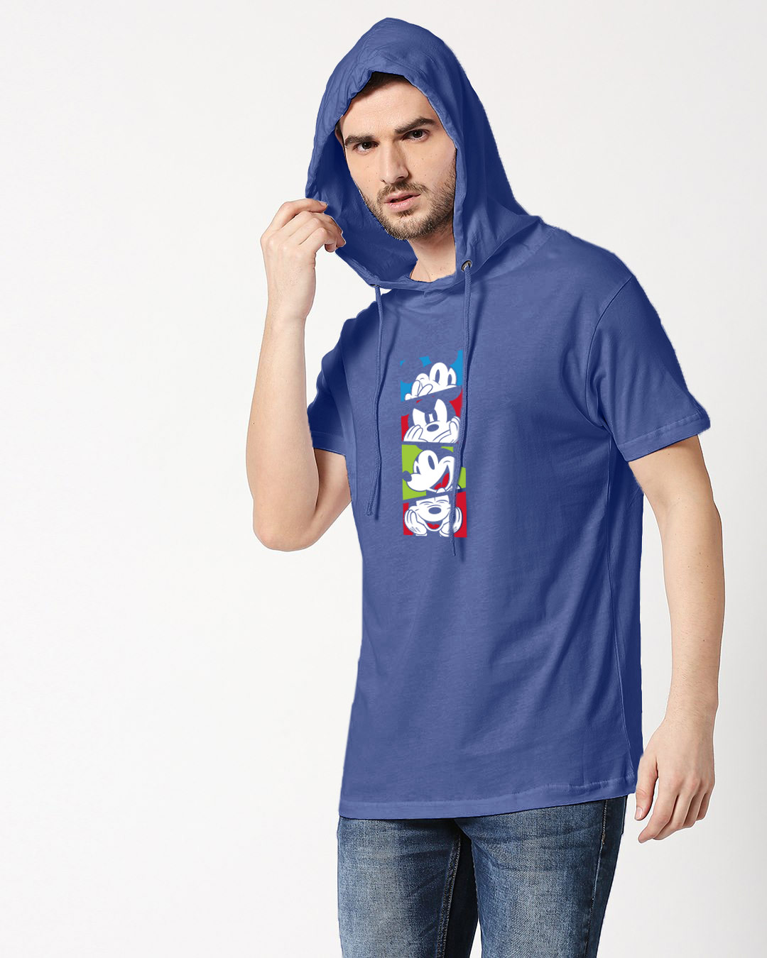 Shop Mickey Pop Block Half Sleeve Hoodie T-shirt-Back