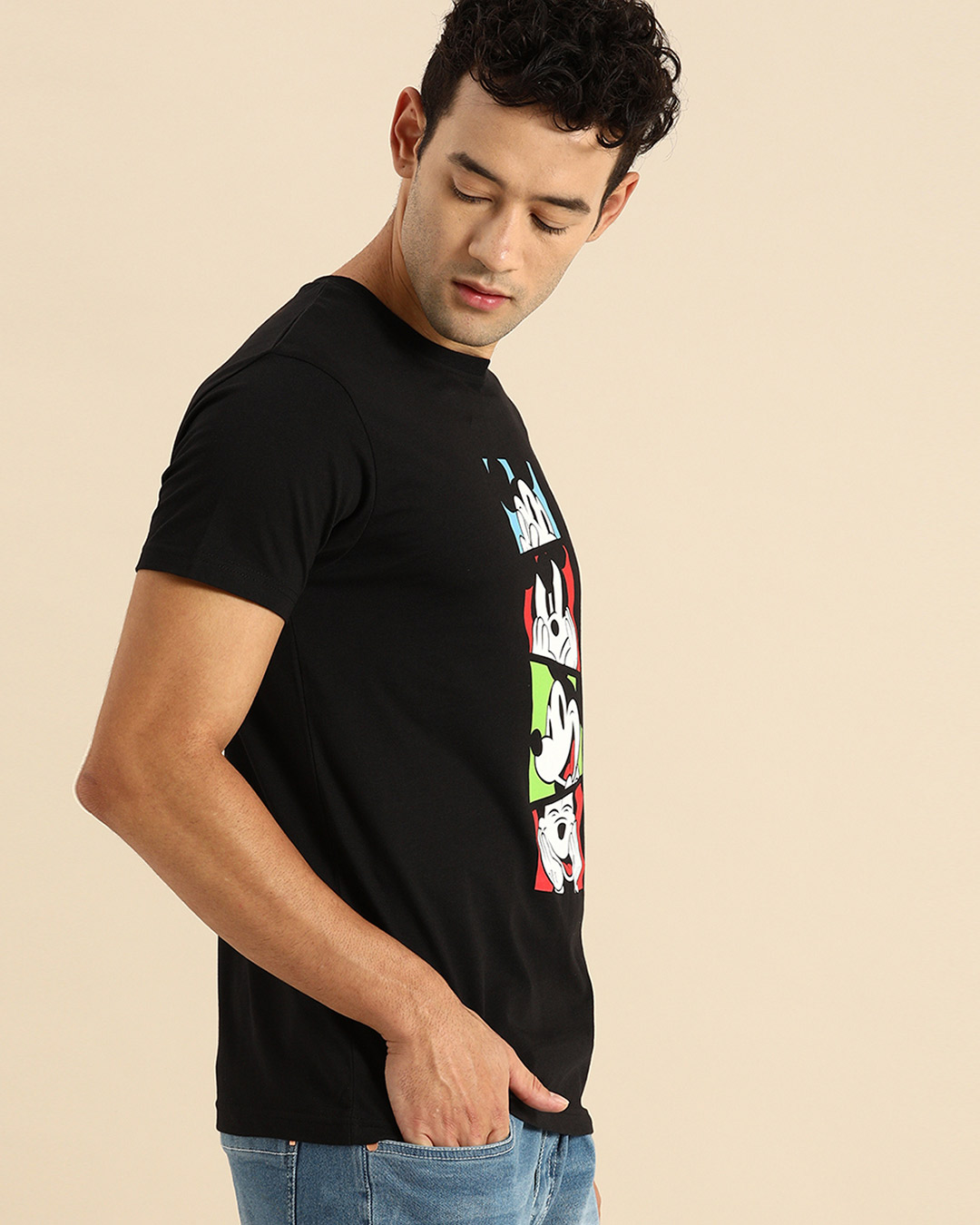 Shop Mickey Pop Block Half Sleeve T-Shirt (DL) Black-Back