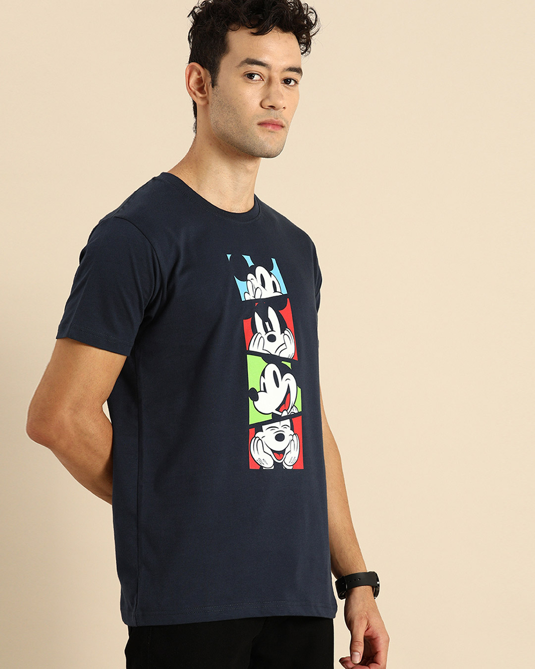 Shop Mickey Pop Block Half Sleeve T-Shirt (DL) Navy Blue-Back