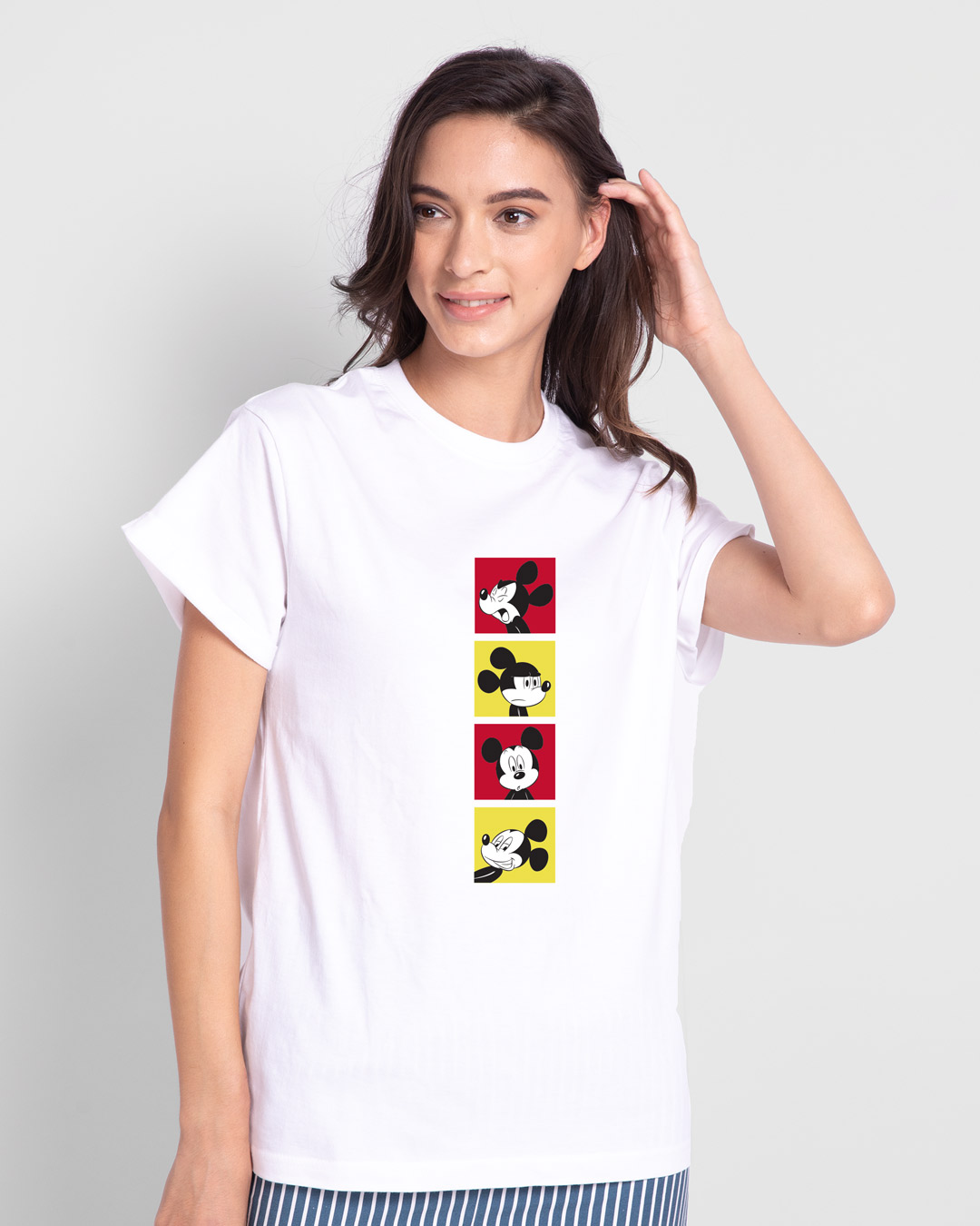 Shop Mickey Pop Blocks Boyfriend T-Shirt White (DL)-Back