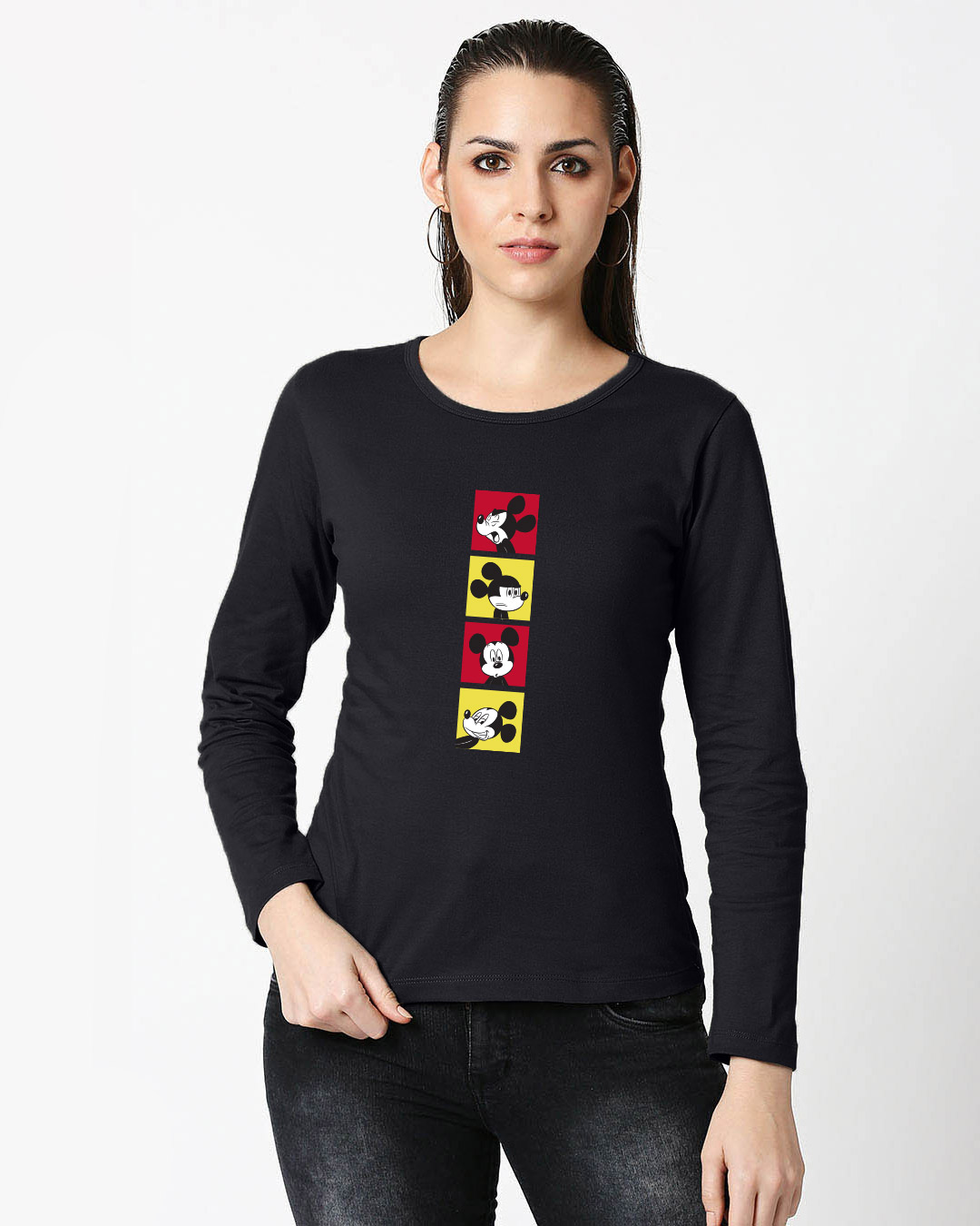 Shop Mickey Pop Blocks Full Sleeves T Shirt Black (DL)-Back