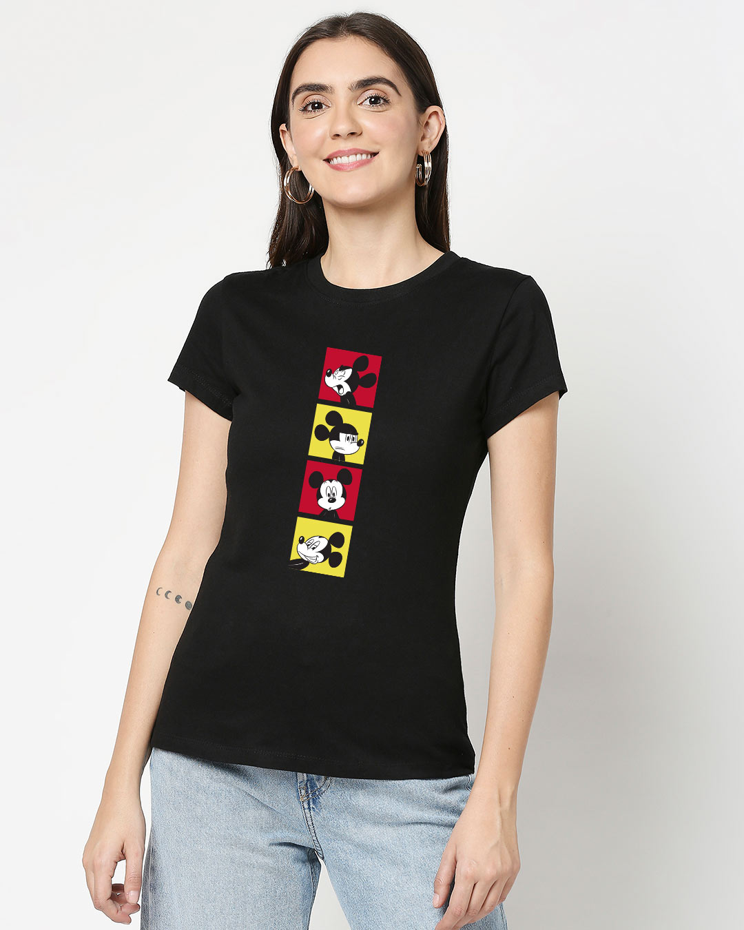 Shop Mickey Pop Blocks Half Sleeve Printed T-Shirt Black (DL)-Back