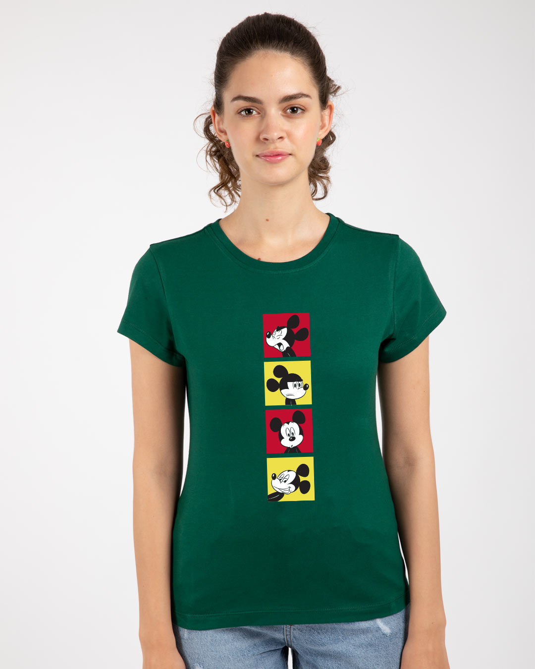 Shop Mickey Pop Blocks Half Sleeve Printed T-Shirt Dark Forest Green (DL)-Back