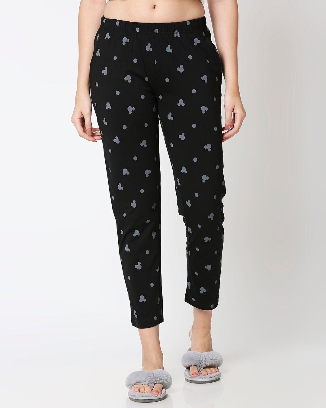 Shop Women's Black Mickey Silhouette All Over Printed Pyjamas-Back