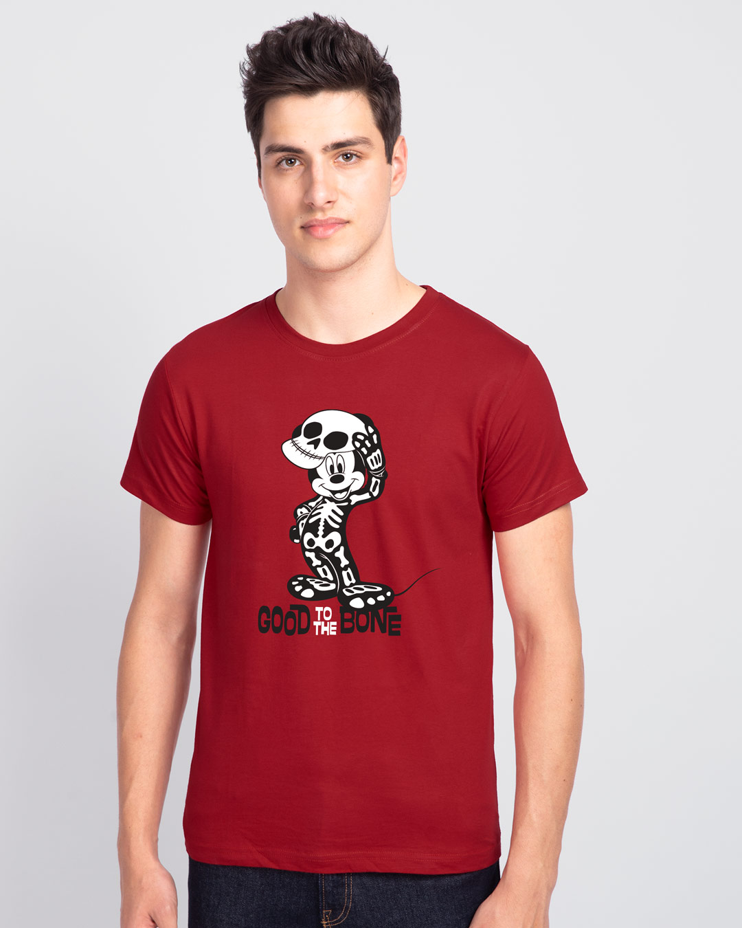 Shop Mickey Skeleton Half Sleeve T-Shirt (GID) (DL)-Back