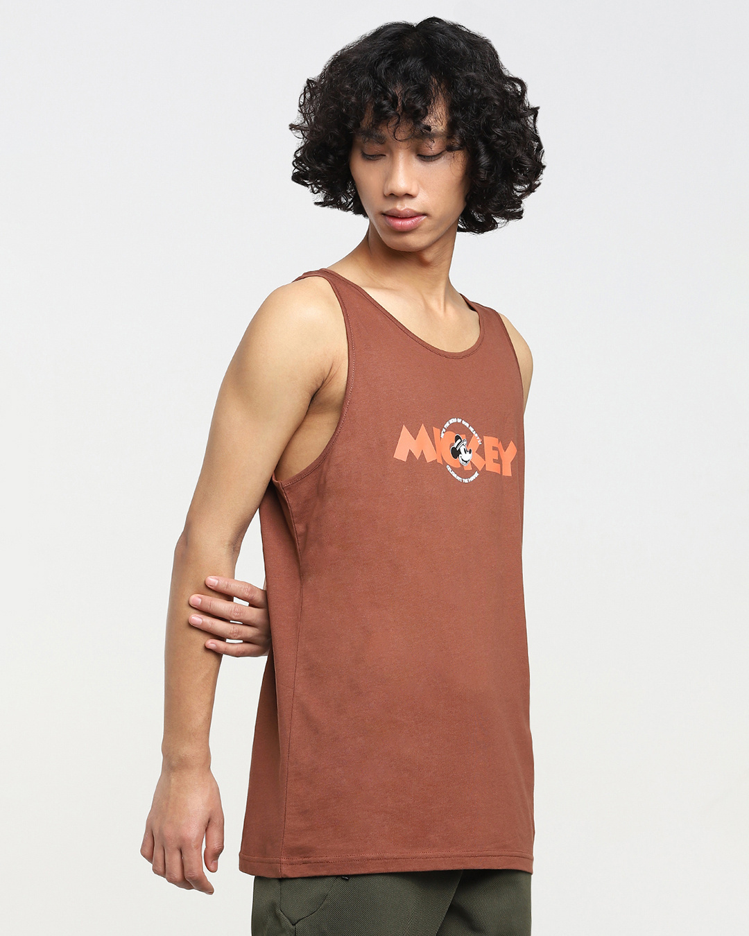 Shop Men's Brown Mickey The Hero Graphic Printed Vest-Back