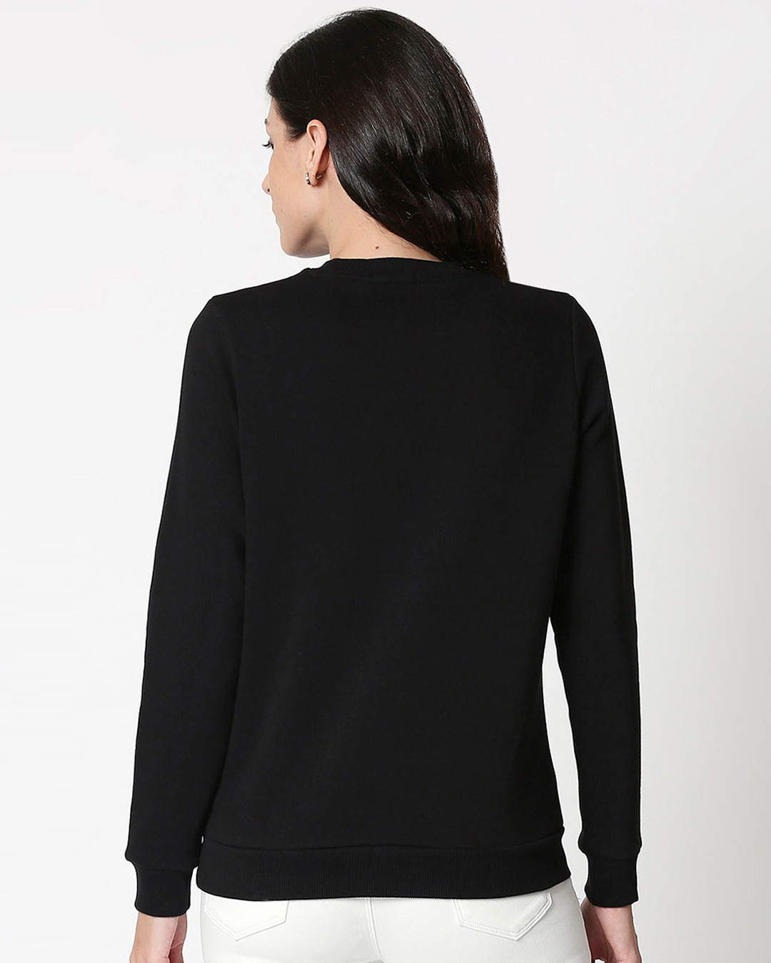 Shop Women's Black Mickey Trio Call Graphic Printed Sweater-Back