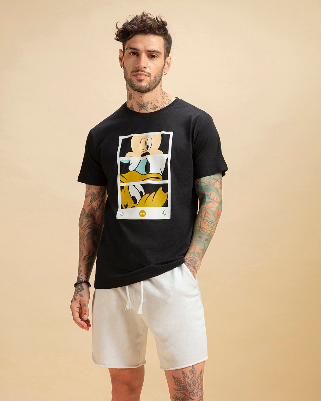 Shop Men's Black Mickey Trio Call (DL) Graphic Printed T-shirt-Back