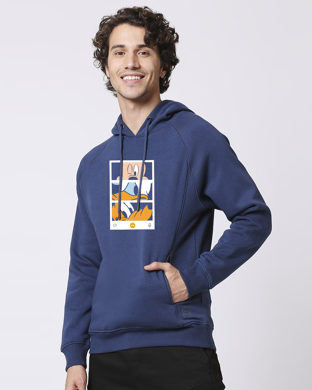 

Mickey Trio Stylised Panel Sweatshirt Hoodie Men' Printed Cut & Sew Sweatshirt Hoodie Bewakoof.com, Blue