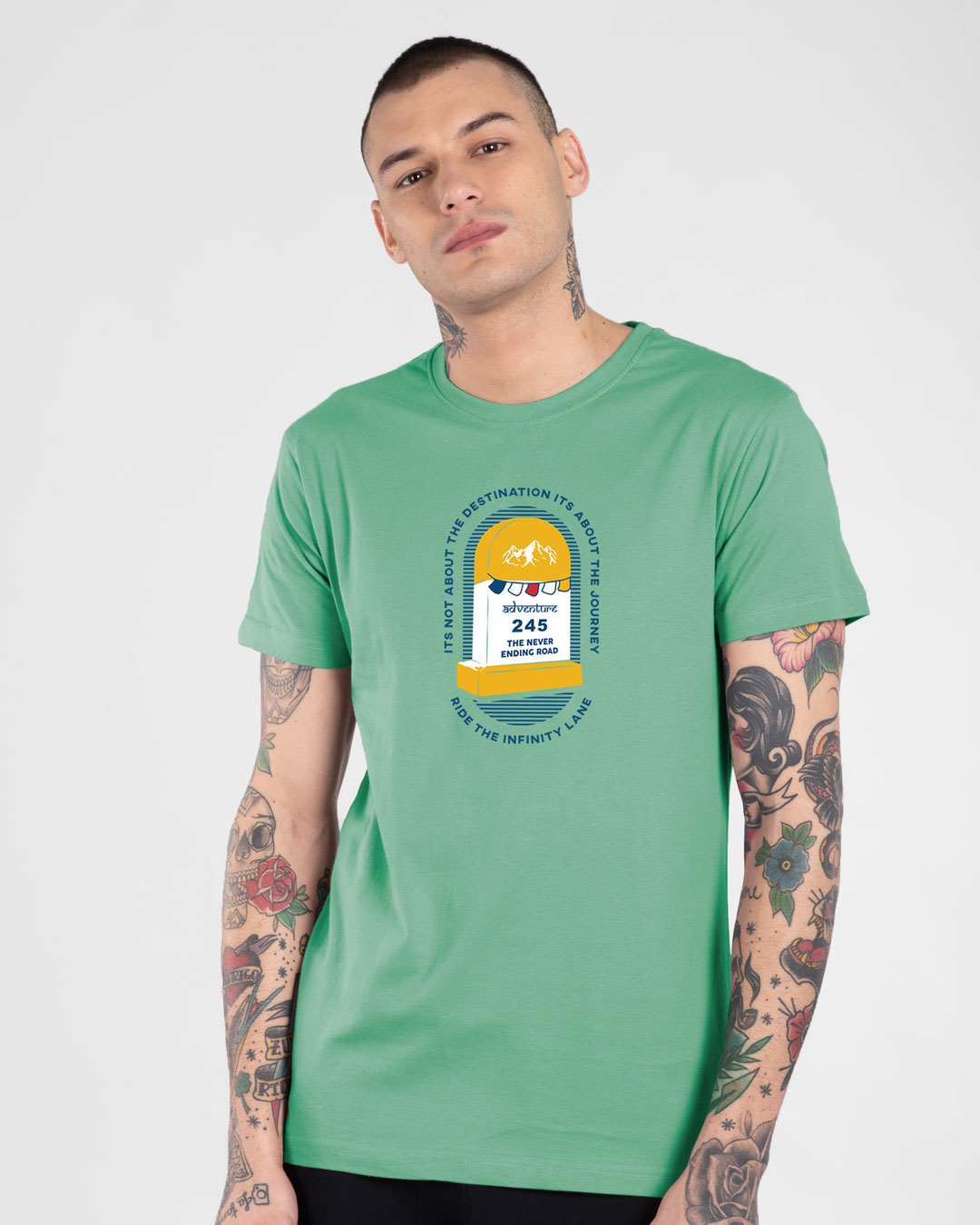 

Milestone Half Sleeve T-Shirt Jade Green Men' Printed T-Shirts Bewakoof.com