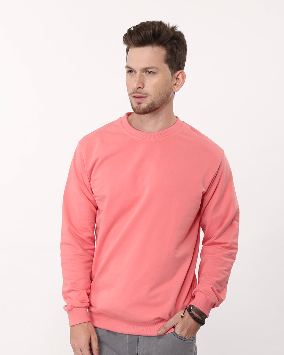 Shop Millennial Pink Crew Neck Sweatshirt-Back