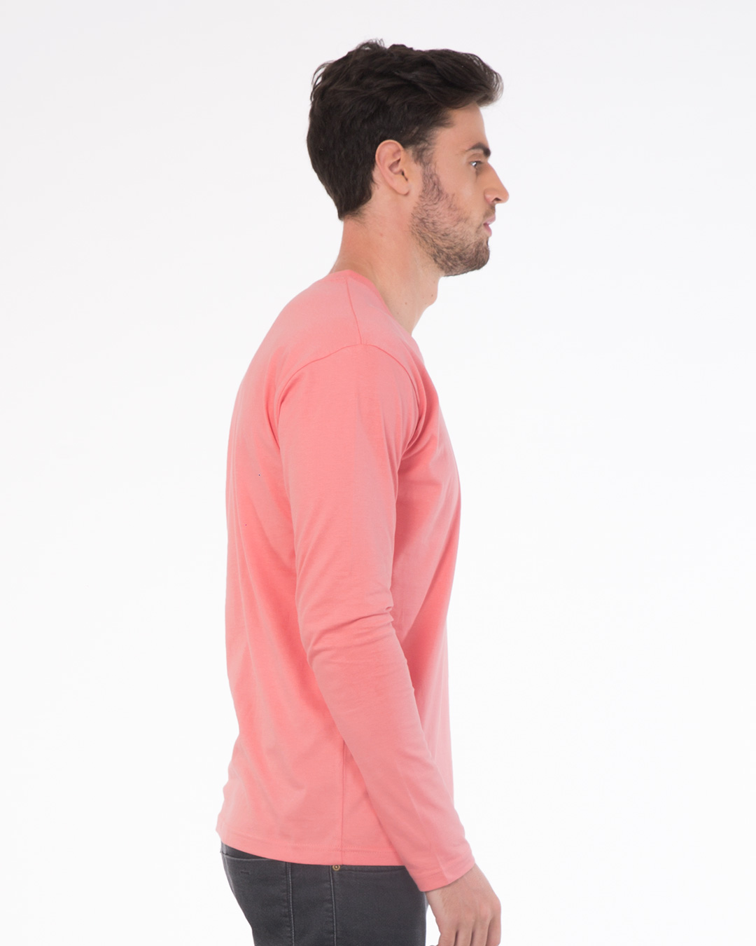 Shop Millennial Pink V Neck Full Sleeve T-Shirt-Back