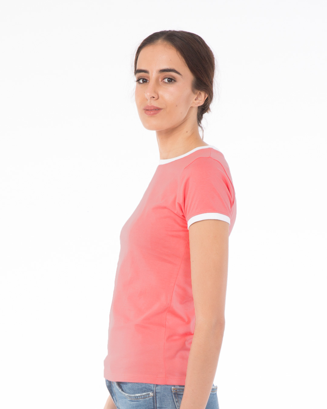 Shop Millennial Pink-White Ringer T-Shirt-Back