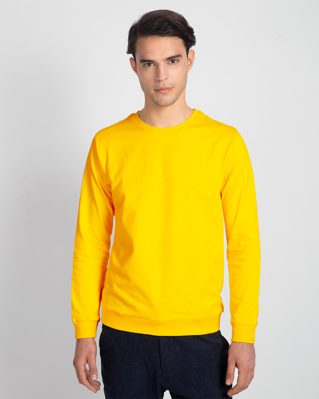 

Mimosa Fleece Sweater Men' Plain Fleece Sweater Bewakoof.com, Yellow