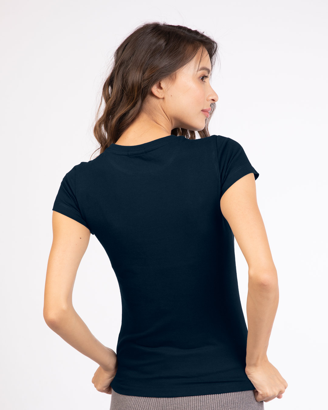 Shop Minimal Believe Half Sleeve T-Shirt Navy Blue-Back