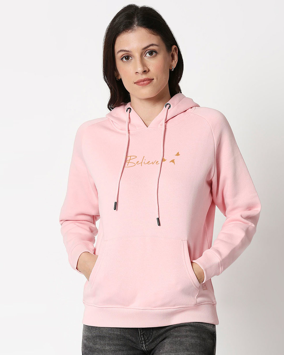 

Minimal Believe Sweatshirt Hoodie Women' Printed Sweatshirt Hoodie Bewakoof.com, Coralblush