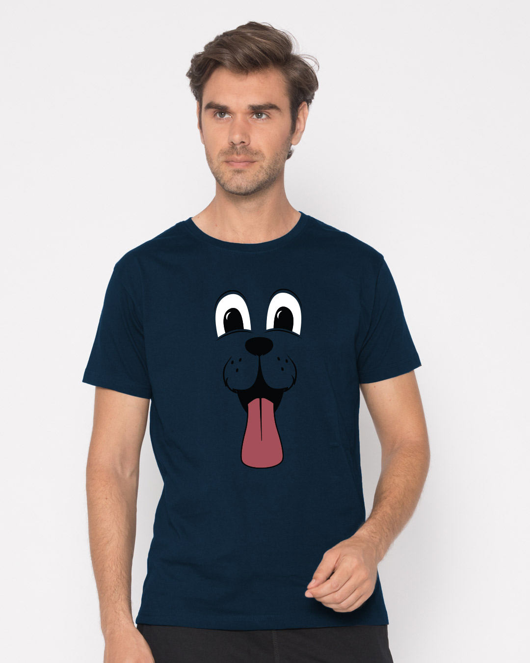 Shop Minimal Dog Face Half Sleeve T-Shirt-Back