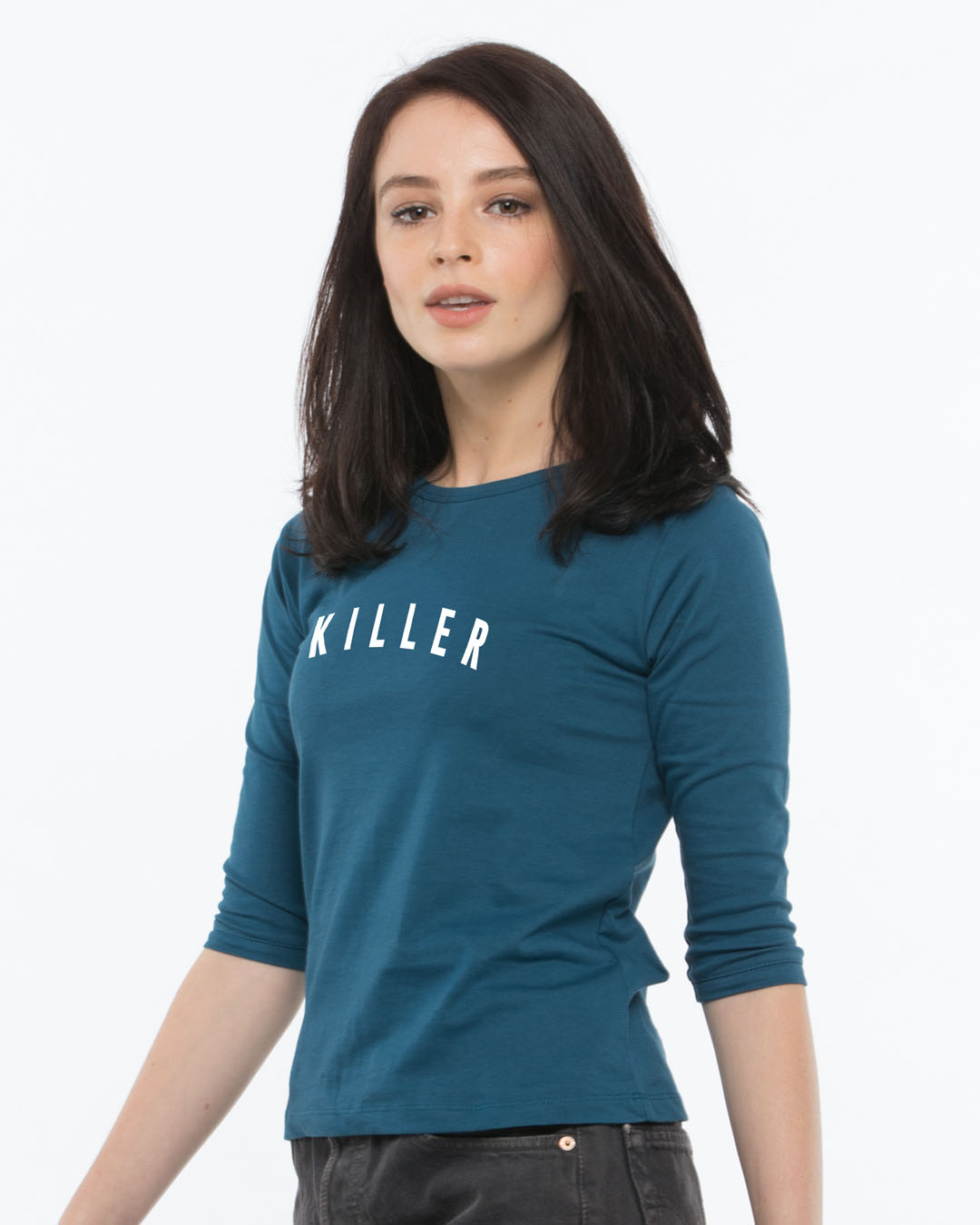 Shop Minimal Killer Round Neck 3/4th Sleeve T-Shirt-Back