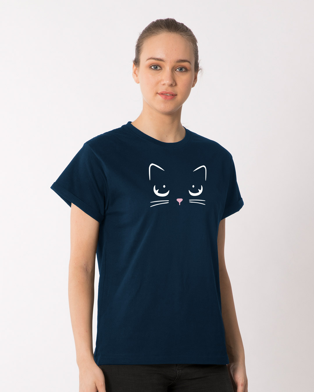Shop Minimal Meow Boyfriend T-Shirt-Back