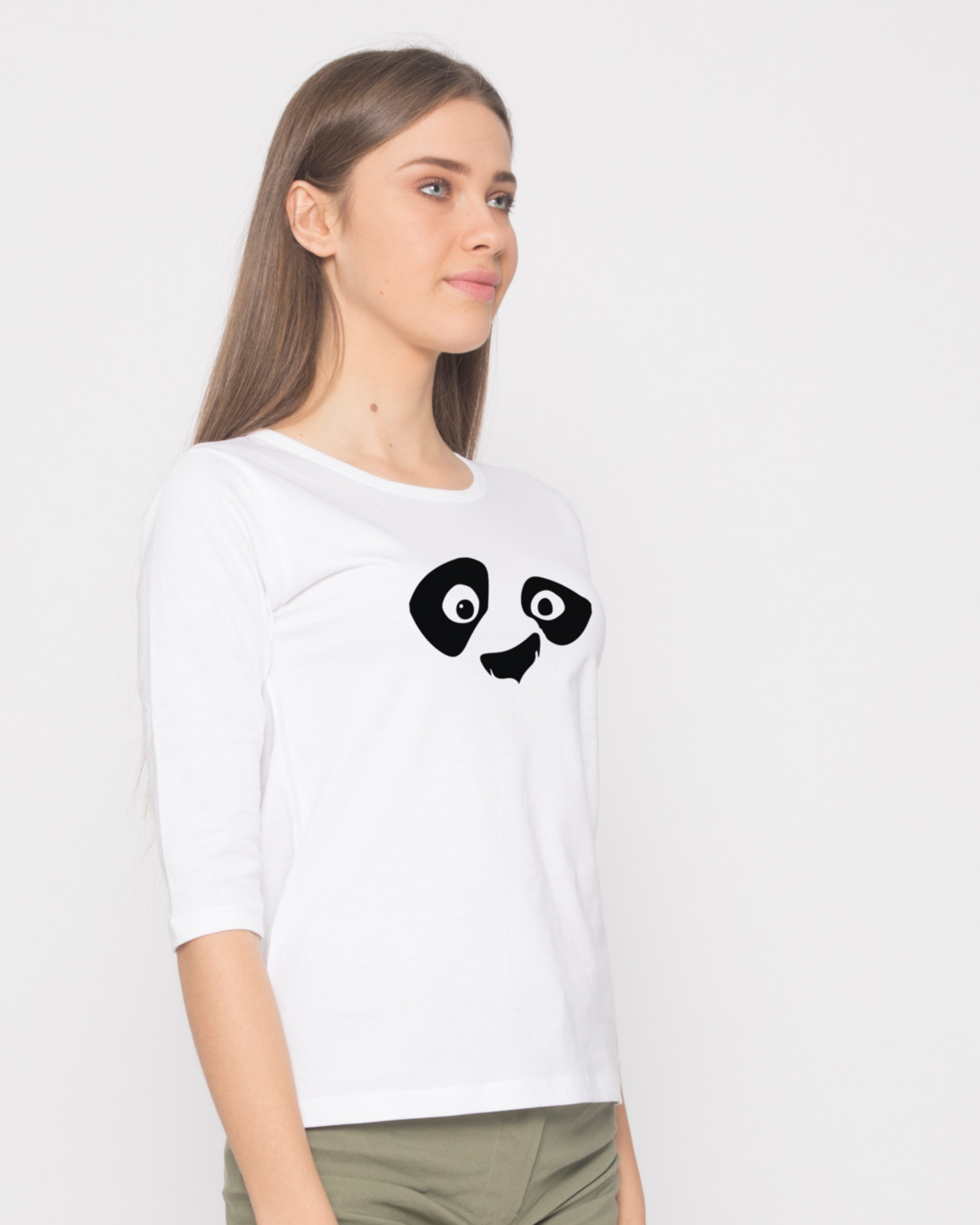 Shop Minimal Panda Round Neck 3/4th Sleeve T-Shirt-Back