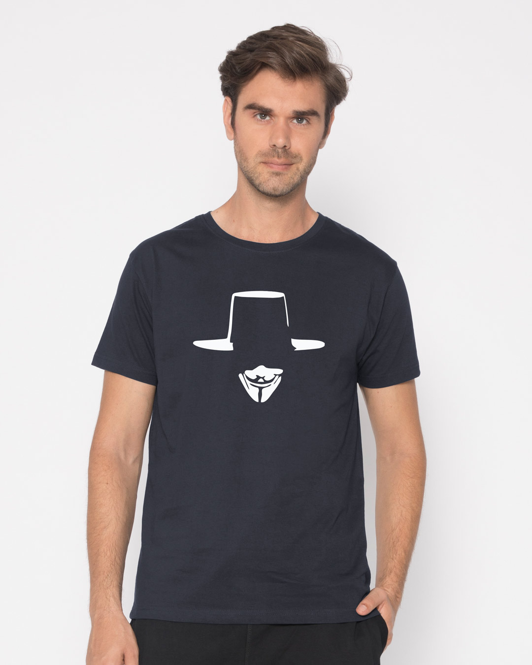 Shop Minimal V Half Sleeve T-Shirt-Back