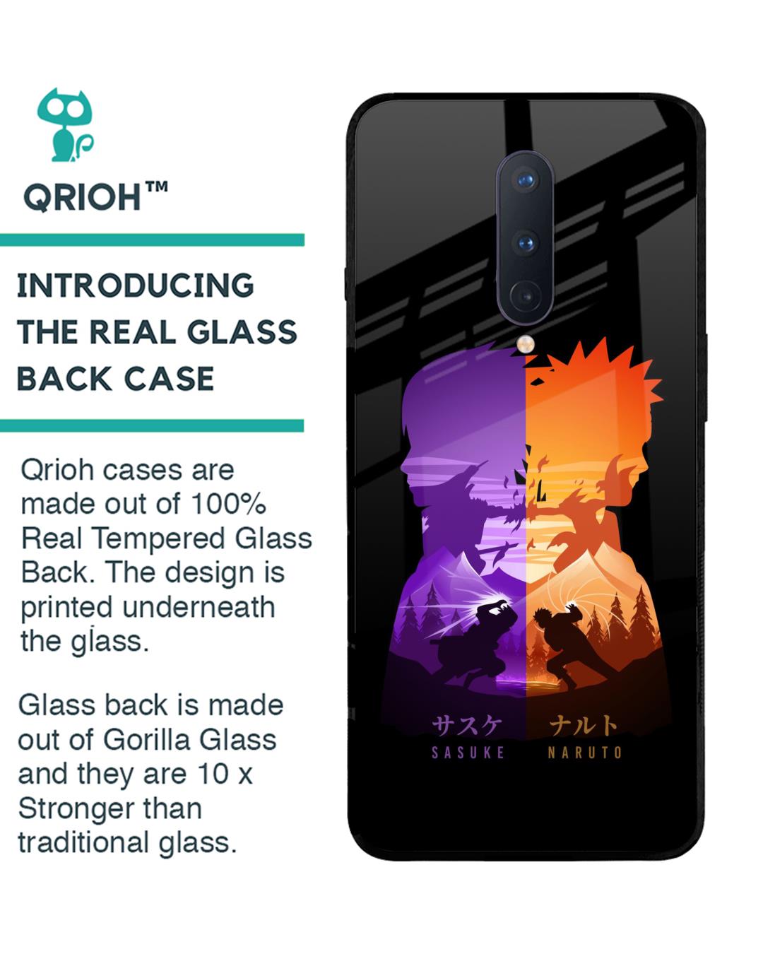 Shop Minimalist Anime Premium Glass Case for OnePlus 8 (Shock Proof,Scratch Resistant)-Back