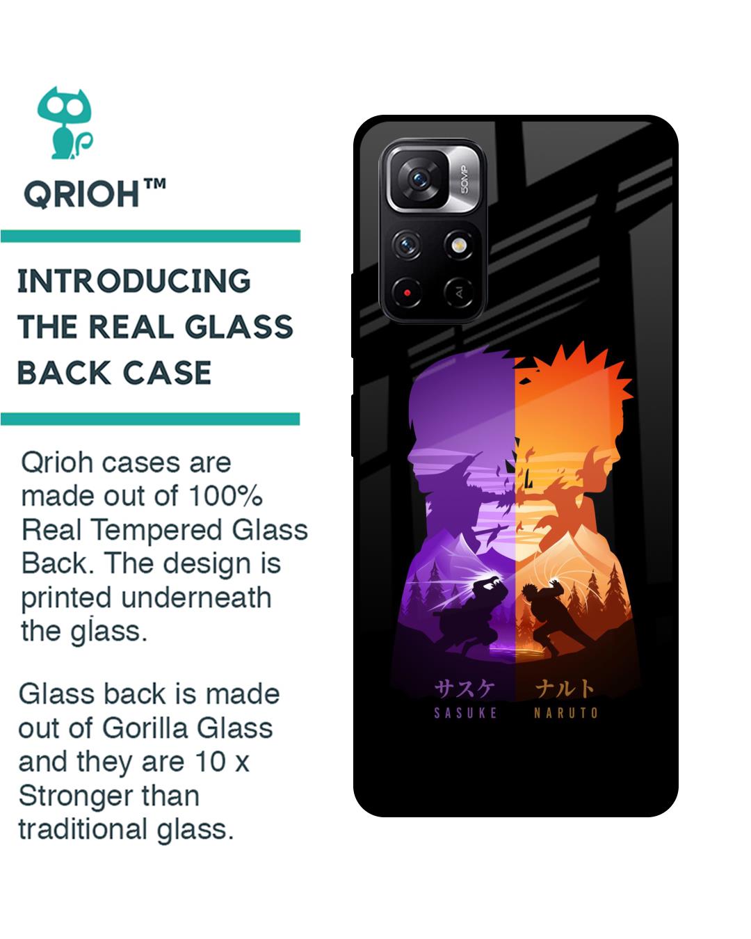 Shop Minimalist Anime Premium Glass Case for Redmi Note 11T 5G (Shock Proof,Scratch Resistant)-Back