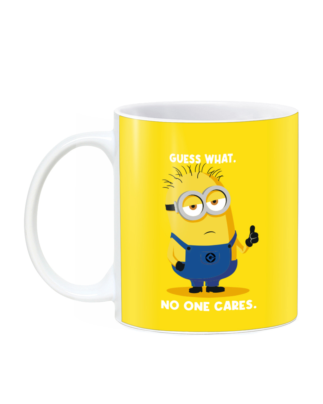 Shop Yellow Minion No One Cares Mug (320ml)-Back