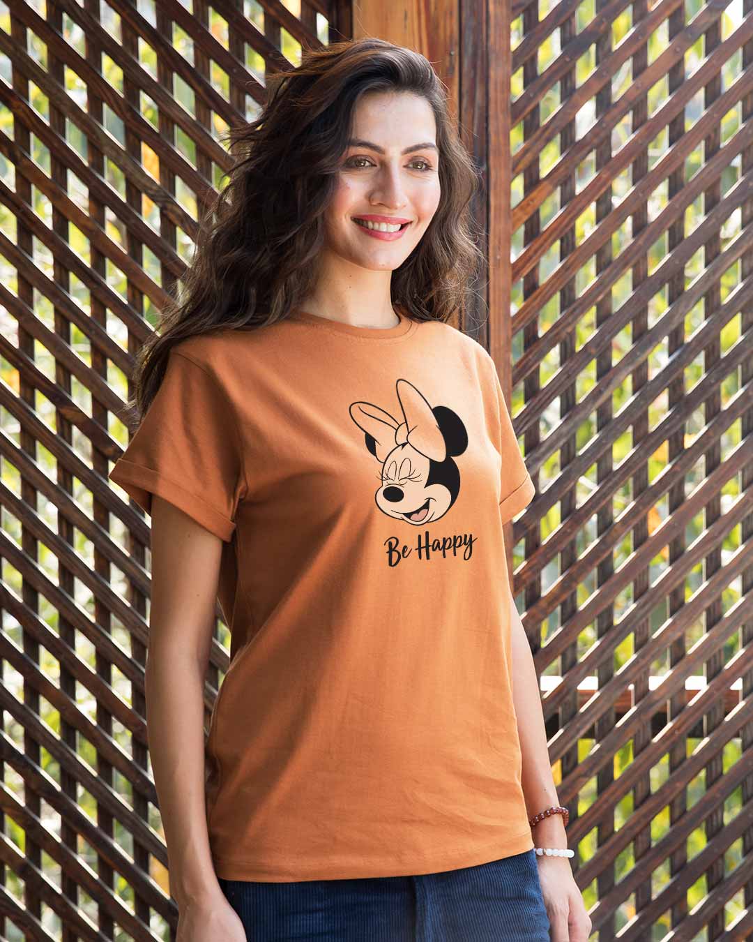 Shop Minnie Be Happy Boyfriend T-Shirt (DL)-Back