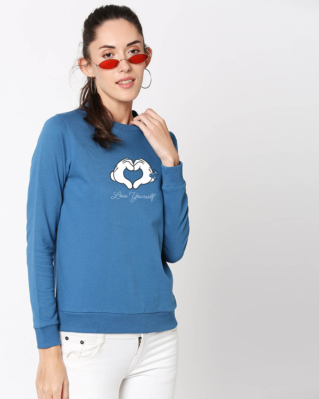 Shop Minnie Love Yourself Fleece Sweatshirt AW19 (DL) Digital Teal-Back
